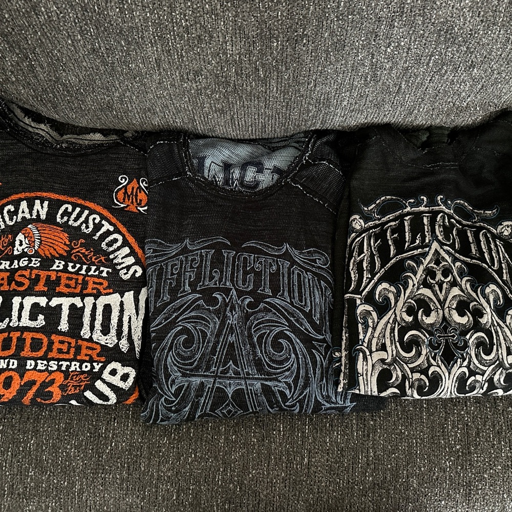 Affliction Mens thermal Tee Trio - long sleeve and reversible